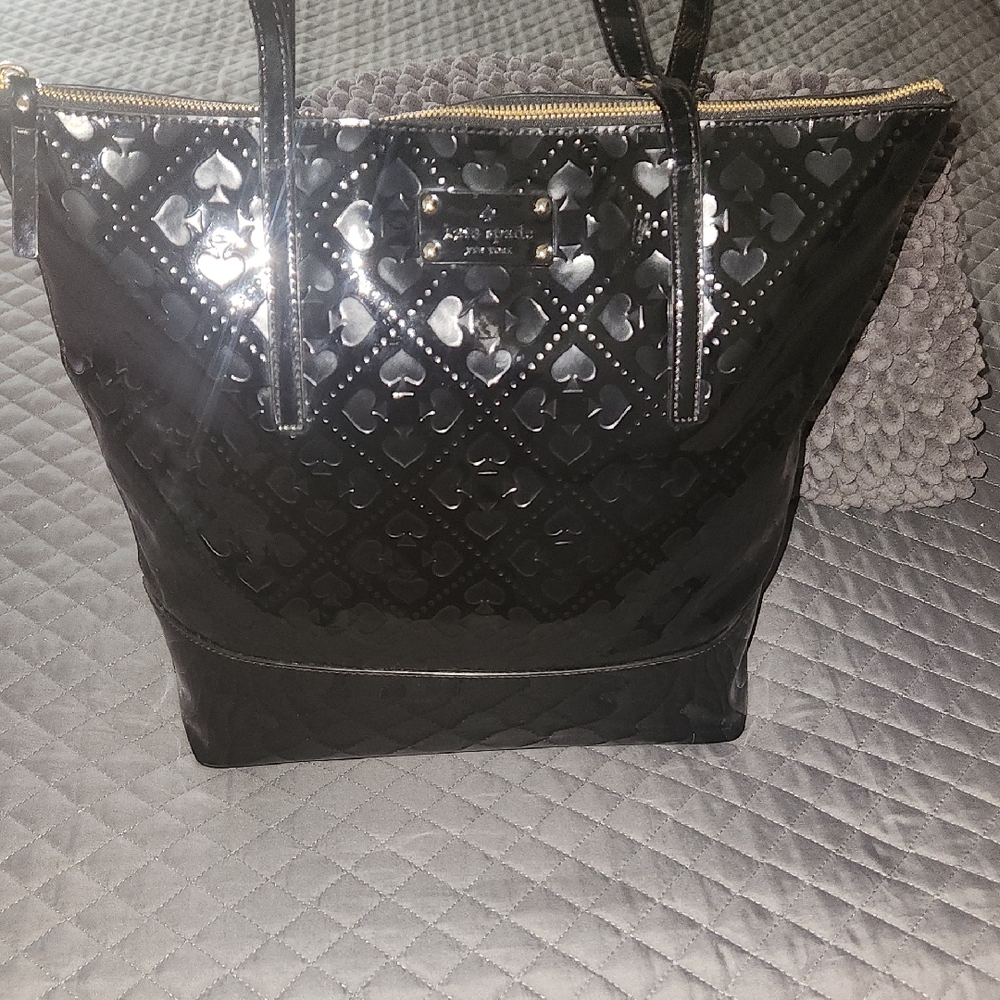 Kate Spade Glossy Black Heart Tote